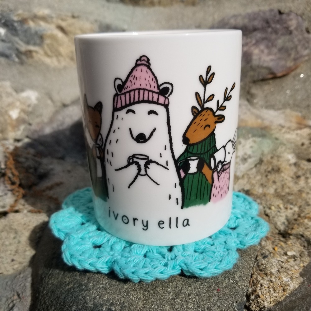 Ivory Ella Mug Cute Winter Animals Polar Bear Fox Deer Rabbit Coffee Cup‎